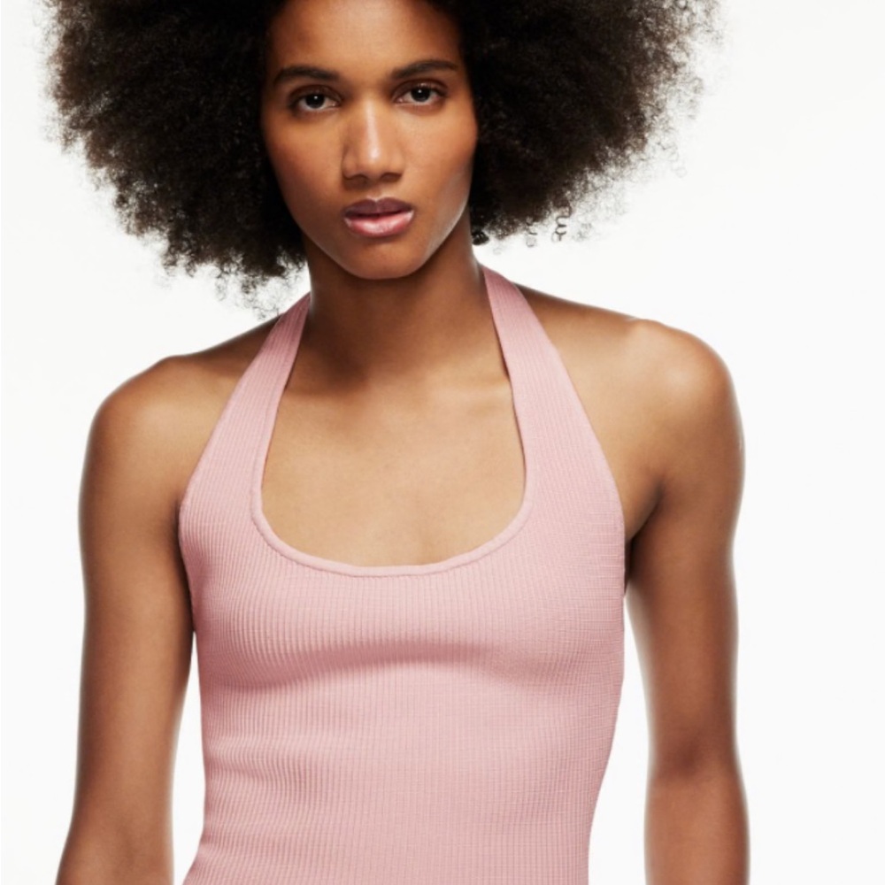 Babaton Pink Ribbed Knit Top